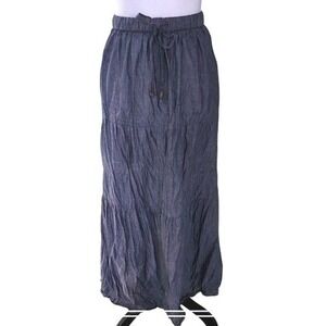White Stag Tiered Maxi Skirt XL (16-18) Chambray  Cotton Blend Elastic waist